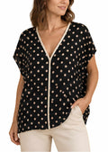 Loose Satin Twill Tunic With Polka Dot Pattern Inspired By French Couture