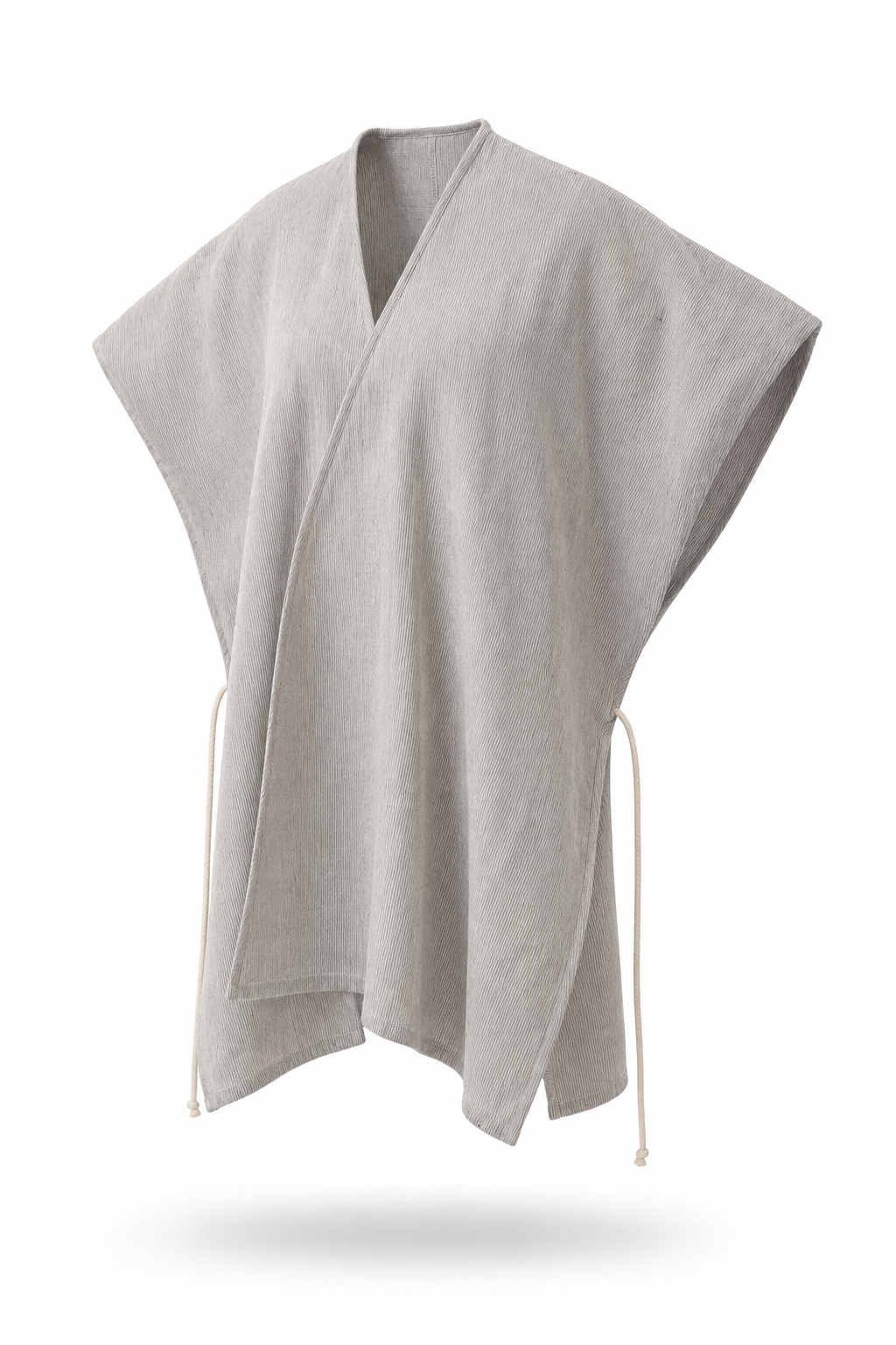 Tnique en lin micro rayures gris clair et blanc cassé 