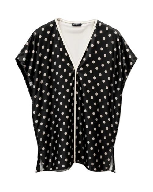 blouse coloris marine à pois blanc