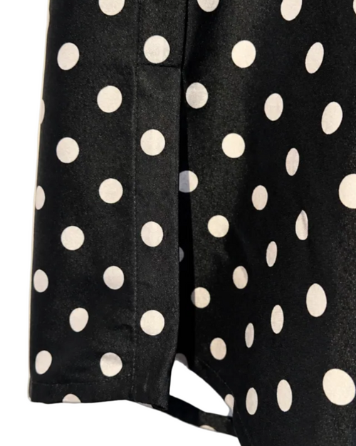 blouse coloris marine à pois blanc - details fentes côtés